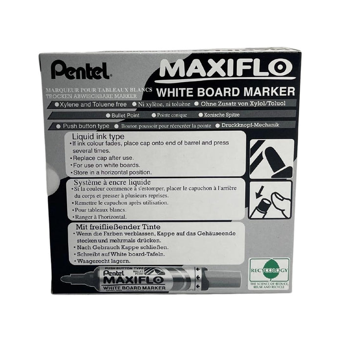 Pentel Maxiflo Whiteboard Marker Fine Tip, Black AOMWL5M-A