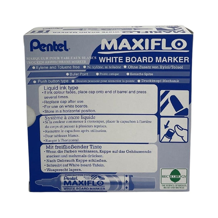Pentel Maxiflo Whiteboard Marker Fine Tip Blue AOMWL5M-C