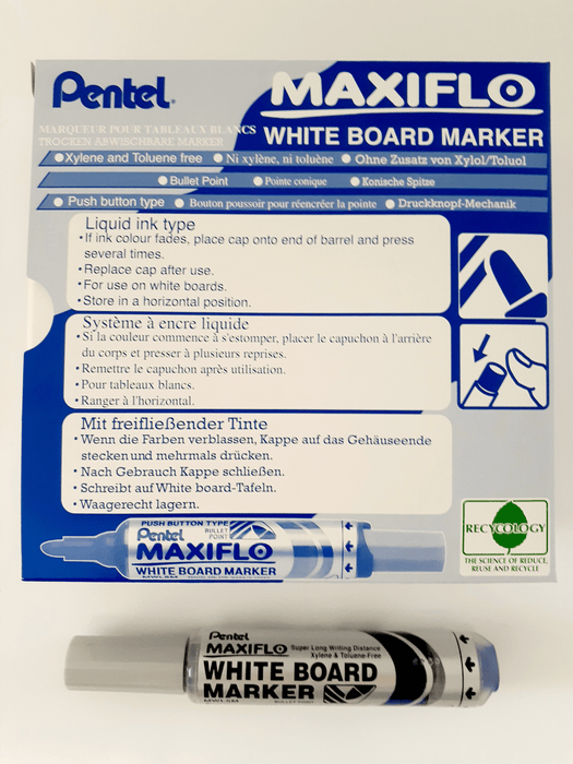 Pentel Maxiflo Whiteboard Marker Fine Tip Blue AOMWL5M-C