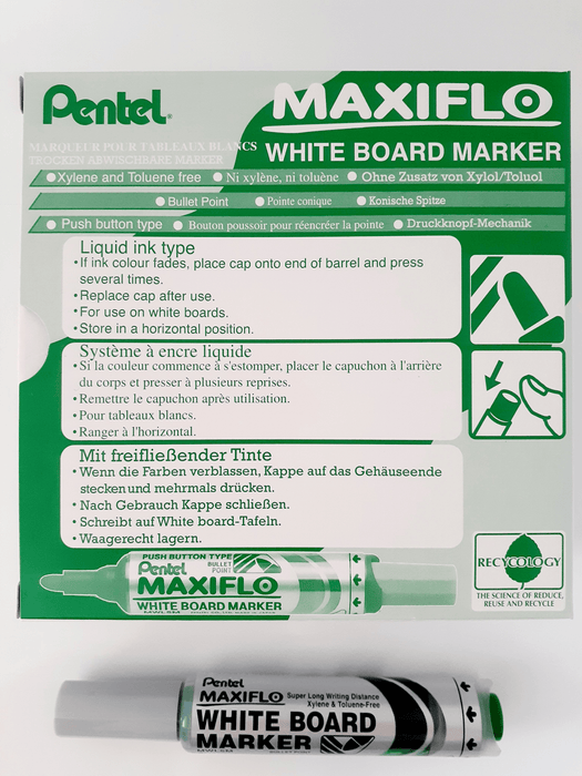 Pentel Maxiflo Whiteboard Marker Fine Tip Green AOMWL5M-D