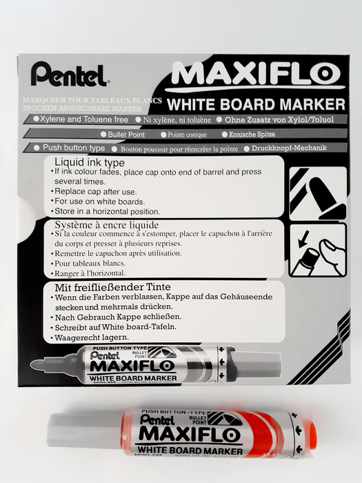Pentel Maxiflo Whiteboard Marker Fine Tip Orange AOMWL5M-F