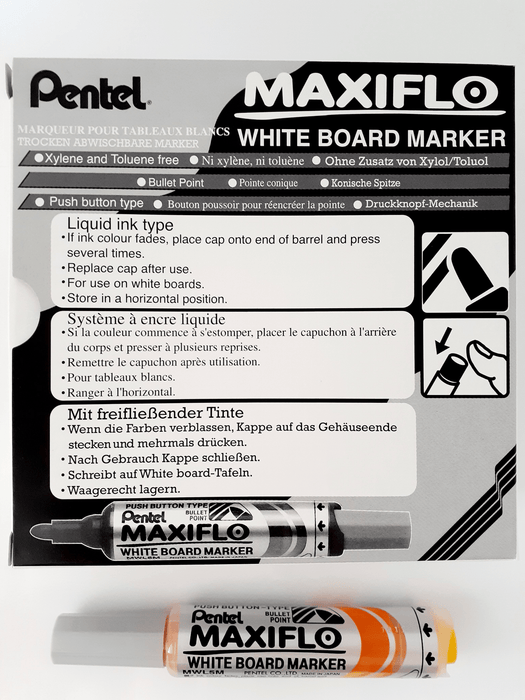 Pentel Maxiflo Whiteboard Marker Fine Tip Yellow AOMWL5M-G