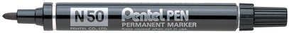 Pentel Permanent Marker N50 Bullet 1.5mm Black - Pack of 12 AON50-A