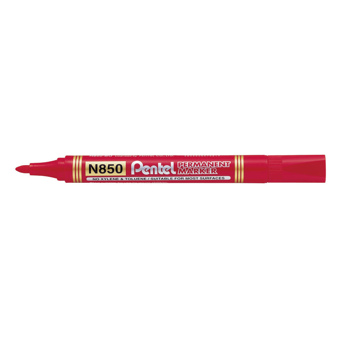 Pentel Permanent Marker N850 Bullet 1.5mm Red - Pack of 12 AON850-B