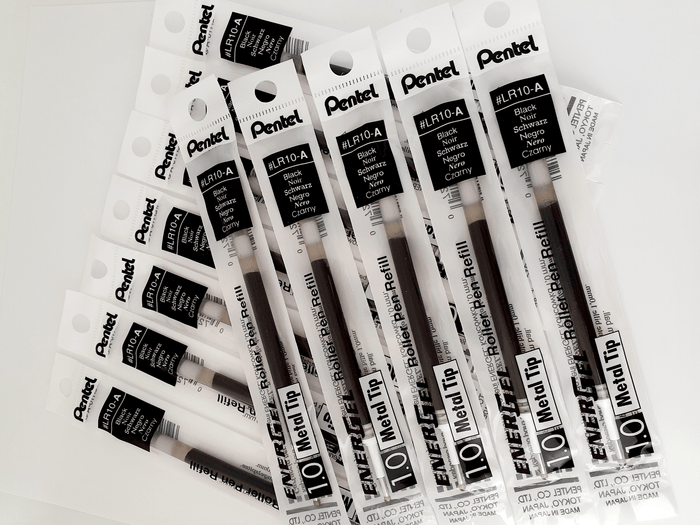 Pentel Refill Gell Roller Pen Stick For BL60 1.0mm Black - Pack of 12 AOLR10-A