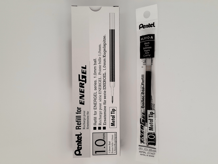 Pentel Refill Gell Roller Pen Stick For BL60 1.0mm Black - Pack of 12 AOLR10-A
