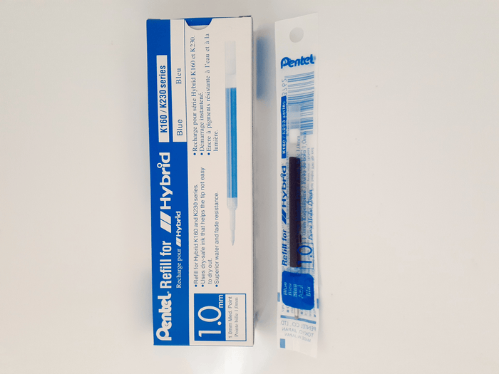 Pentel Refill Hybrid Gel Grip For K230 1.0mm Blue - Pack of 12 AOKFR10-C
