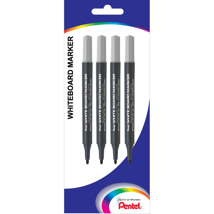 Pentel Small Barrel 1.3mm Black Whiteboard Marker - 4's pack (MW5S) AOXMW5S-4