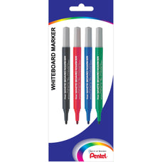Pentel Small Barrel 3.0mm Assorted Colours Whiteboard Marker - 4's pack (MW5S) AOXMW5S-4AST