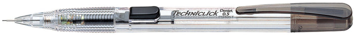 Pentel Techniclick Mechanical Pencil PD105T Clear Barrel 0.5mm Black Clip - Pack of 12 AOPD105T-A