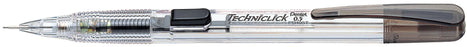 Pentel Techniclick Mechanical Pencil PD105T Clear Barrel 0.5mm Black Clip - Pack of 12 AOPD105T-A