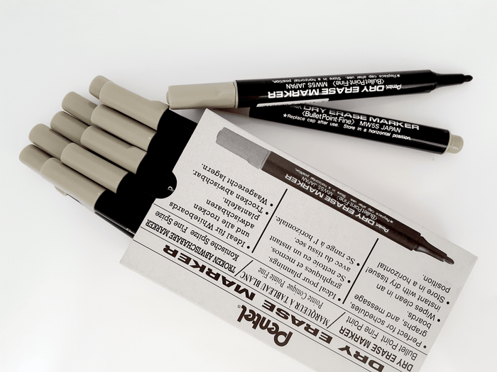 Pentel Whiteboard Marker Small Barrel MW5s 1.3mm Black x 10's pack AOMW5S-A