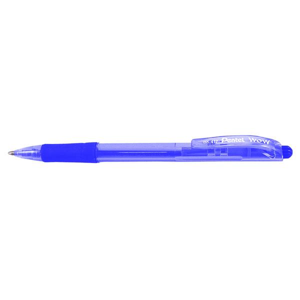 Pentel WOW Retractable Ballpoint 0.7mm Pen - Blue 12's Pack AOBK417-C