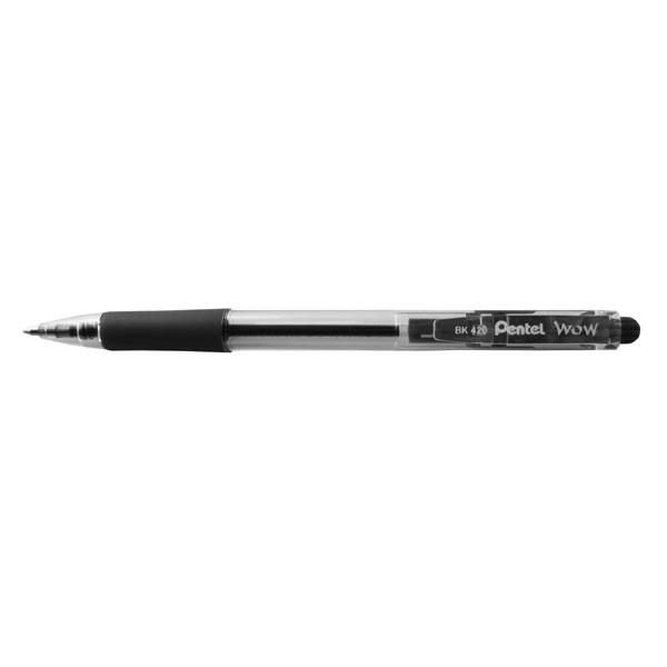 Pentel WOW Retractable Ballpoint 1.0mm Pen - Black 12's Pack AOBK420-A