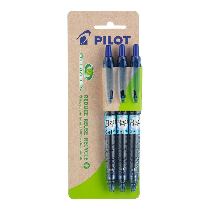 Pilot BeGreen B2P Gel Fine Blue Pens - Pack of 3 FP20500