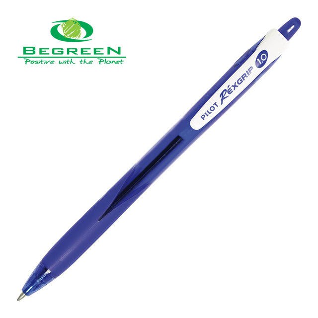 Pilot BeGreen Rexgrip Ballpoint Medium Tip Blue Pens (BRG-10M-LL-BG) x 10's pack FP20176