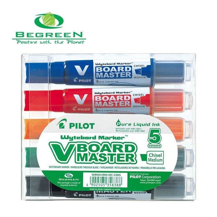 Pilot BeGreen V Board Whiteboard Marker Chisel - 5's Pack FP20300