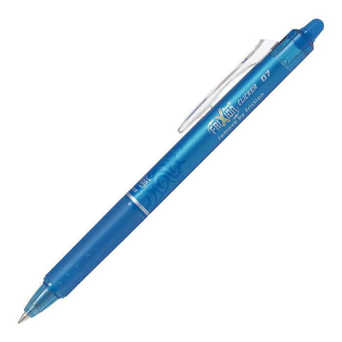 Pilot Frixion Clicker Erasable Fine Tip Light Blue Pen (BLRT-FR7-LB) x 12's pack FP20069