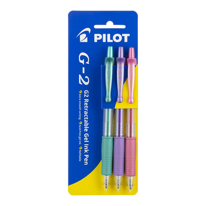Pilot G2 Gel Fine Metallic Assorted Colour Pen, Pack of 3 FP20957