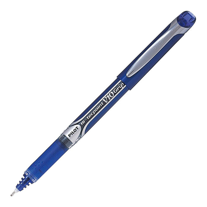 Pilot Hi-Tecpoint V10 Grip Rollerball Broad Tip Blue Pens (BXGPN-V10-L) x 12's pack FP20452