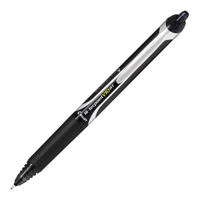 Pilot Hi-Tecpoint V10RT Rollerball Broad Tip Black Pens (BXRT-V10-B) x 12's pack FP20490