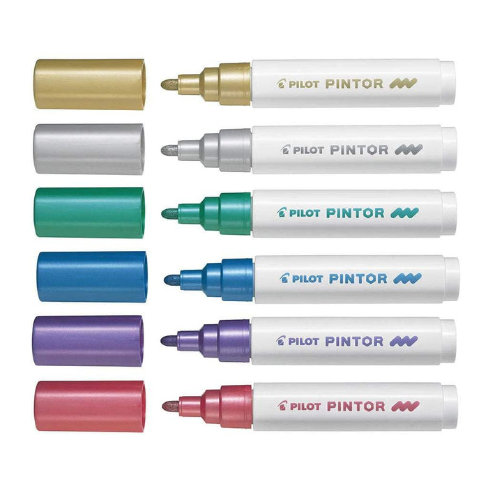 Pilot Pintor Marker Assorted Metallic Colours Medium Tip 6's Pack FP20777