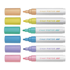 Pilot Pintor Marker Assorted Pastel Colours Medium Tip 6's Pack FP20776