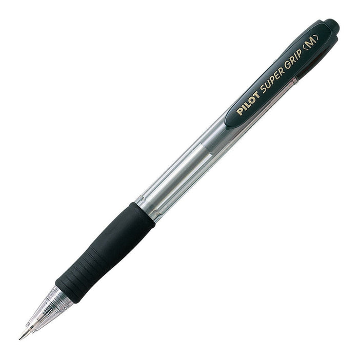 Pilot Super Grip Ballpoint Medium Black Pens (BPGP-10R-M-B-B) x 12's pack FP20190