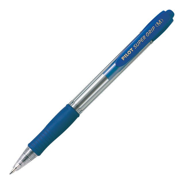 Pilot Super Grip Ballpoint Medium Blue Pens (BPGP-10R-M-L-L) x 12's pack FP20191