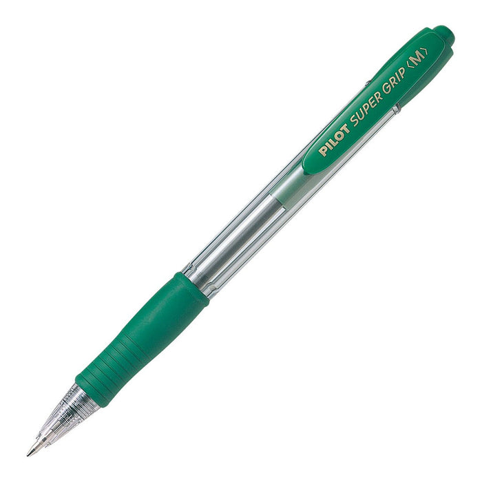 Pilot Super Grip Ballpoint Medium Green Pens (BPGP-10R-M-G-G) x 12's pack FP20192