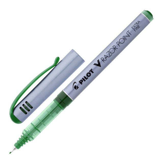 Pilot V-Razor Point Fibre Tip 0.4mm Green Pens (SW-V10P-G) x 12's pack FP20431