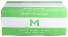 Plain Polyethylene Bags, 300mm x 450mm x 30mu, Clear x 1800 pieces MPH1440