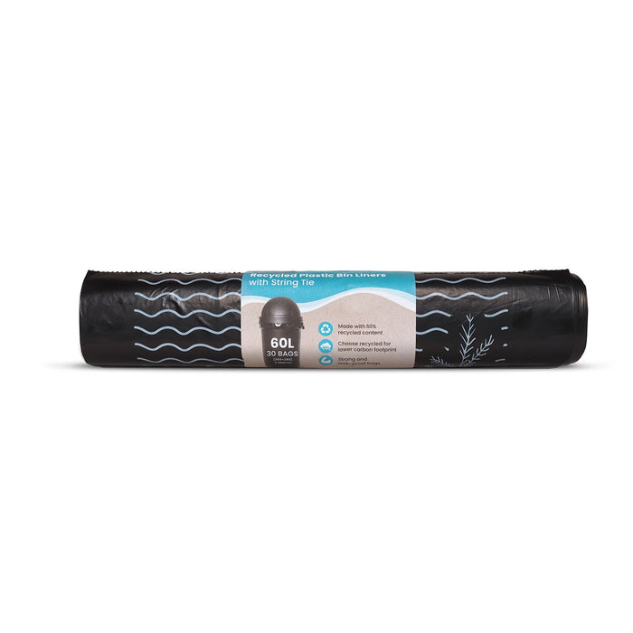Plastic Bin Liners 60L XL Ocean, Black, 10 Rolls x 30's (300 bags) ECOC-5560