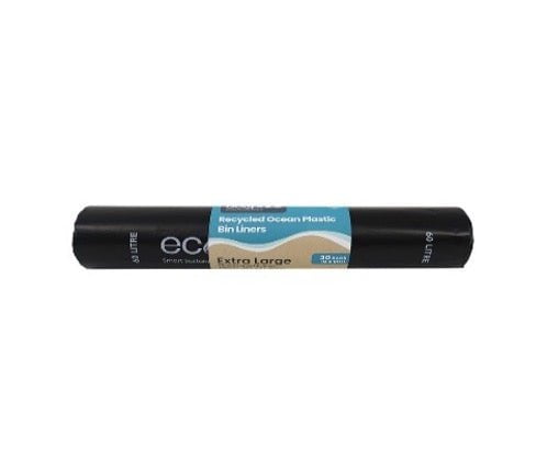 Plastic Bin Liners 60L XL Ocean, Black, 10 Rolls x 30's (300 bags) ECOC-5560