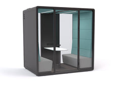 Haven Team+ Pod Booth, Clear Glass, Black Exterior