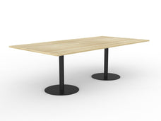 Knight's Polo Boardroom Table 2400mm x 1200mm, Rectangle Shape Autumn Oak Top, Black Frame