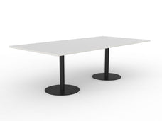 Knight's Polo Boardroom Table 2400mm x 1200mm, Rectangle Shape White Top, Black Frame