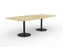 Knight's Polo Boardroom Table 2400mm x 1200mm, Boat Shape Autumn Oak Top, Black Frame