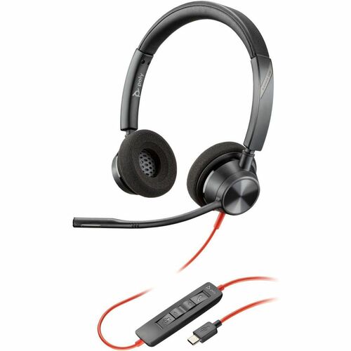 Poly Blackwire 3320 Stereo USB-C Headset +USB-C/A Adapter - Stereo - USB Type C, Mini-phone (3.5mm) - Wired - 32 Ohm - On-ear - Binaural - Ear-cup - 216.4 cm Cable - Omni-directional Microphone - Black IM6076714