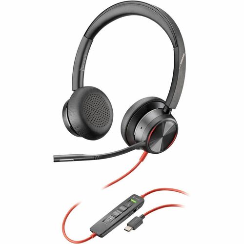 Poly Blackwire 8225 Stereo USB-C Headset +USB-C/A Adapter - Stereo - USB Type C - Wired - 32 Ohm - On-ear - Binaural - Ear-cup - 216.4 cm Cable - Omni-directional, Noise Cancelling Microphone - Black IM6076718