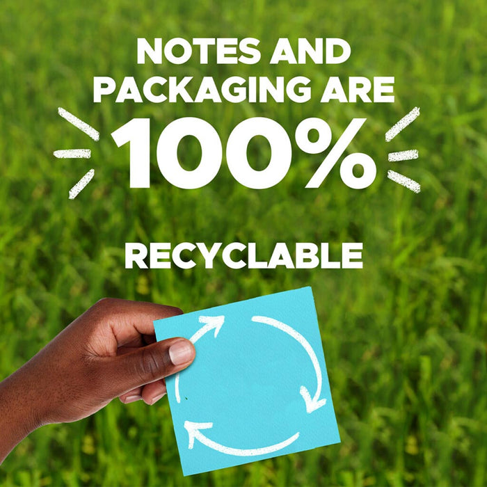 Post-it Recycled Super Sticky Notes 76x76mm, Oasis,  Pack of 5 x 100 sheets (654R-5SST) FP10973