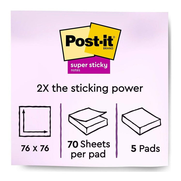 Post-it Recycled Super Sticky Notes 76x76mm, Wanderlust, Pack of 5 x 100 sheets (654R-5SSNRP) FP10972