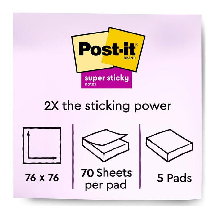 Post-it Recycled Super Sticky Notes 76x76mm, Yellow, Pack of 5 x 100 sheets (654R-5SSCY) FP10971