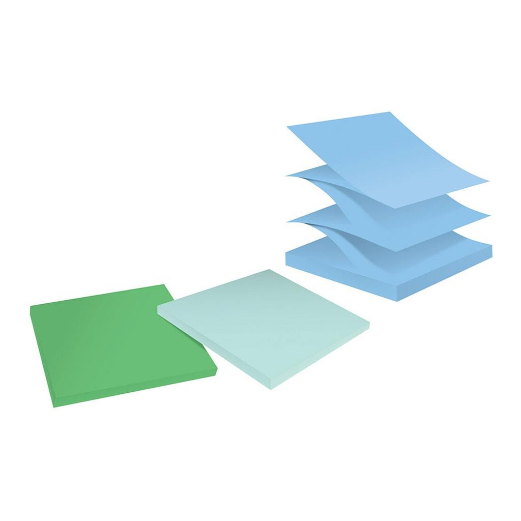 Post-it Recycled Super Sticky Pop Up Notes 76x76mm, Oasis, Pack of 6 x ...