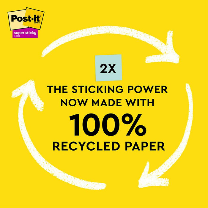 Post-it Recycled Super Sticky Pop Up Notes 76x76mm, Oasis, Pack of 6 x 100 sheets (R330R-6SST) FP10975