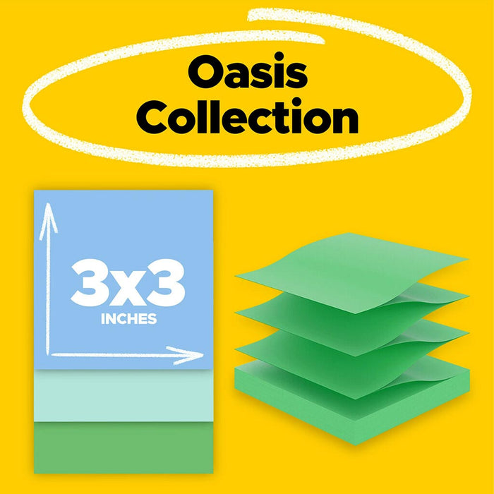 Post-it Recycled Super Sticky Pop Up Notes 76x76mm, Oasis, Pack of 6 x 100 sheets (R330R-6SST) FP10975