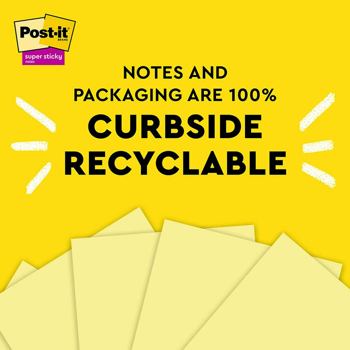 Post-it Recycled Super Sticky Pop Up Notes 76x76mm, Yellow, Pack of 6 x 100 sheets (R330R-6SSCY) FP10974