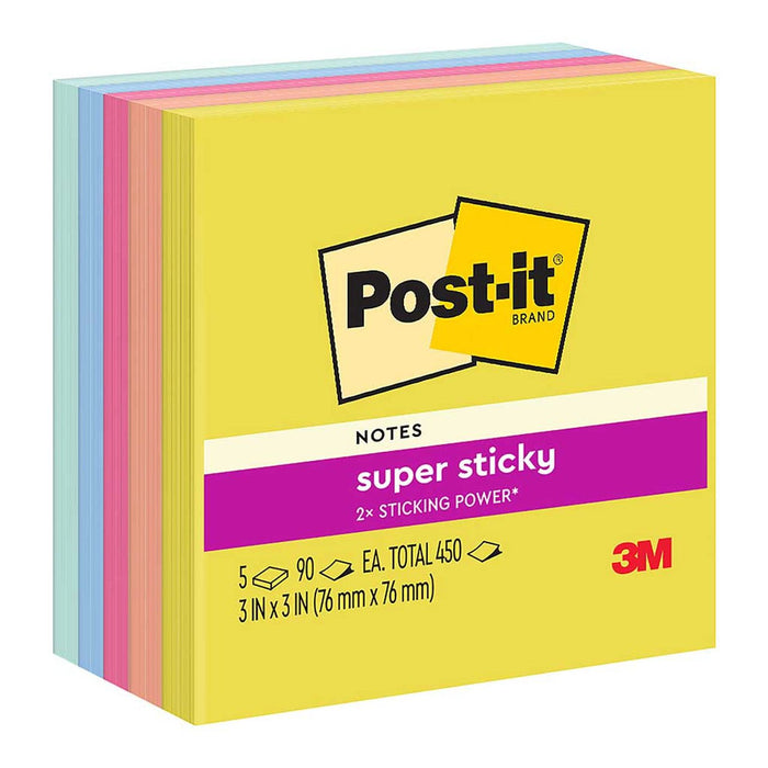 Post-it Super Sticky Notes 76x76mm Summer Joy, Pack of 5 (654-5SSJOY) FP10964