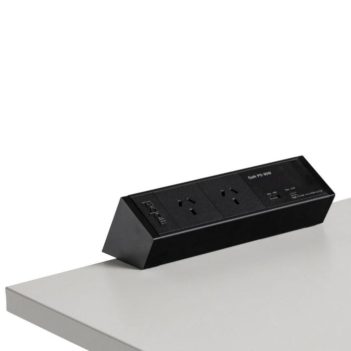 Power Rail with USB Port - 2 Power Outlet, 2 USB Charger Port, Black MG_POWR_B