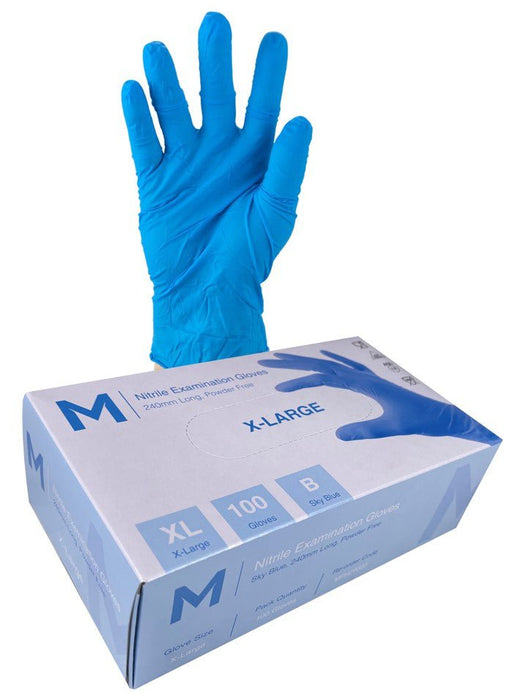 Premium Nitrile Powder Free Examination Gloves 5.0g x 1000's - Extra Large (Sky Blue) MPH29335